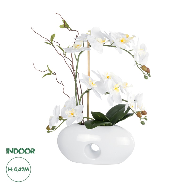 GloboStar® Artificial Garden WHITE ORCHID 21125 Διακοσμητικό Φυτό Λευκή Ορχιδέα Υ42cm GloboStar® Artificial Garden WHITE ORCHID 21125 Διακοσμητικό Φυτό Λευκή Ορχιδέα Υ42cm