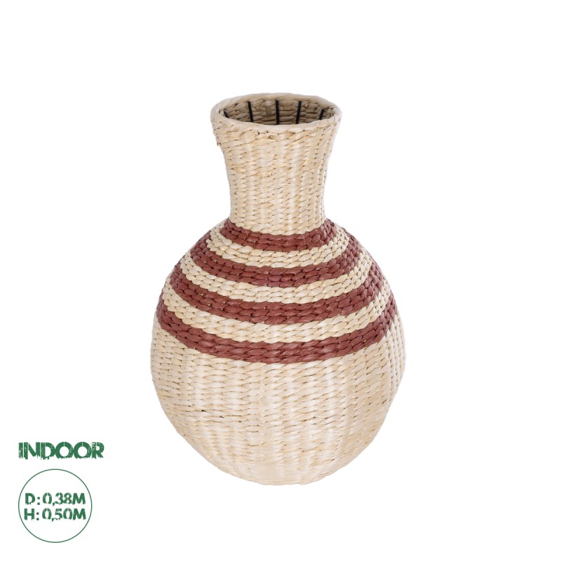 GloboStar® Artificial Garden PALERMO 21231 Διακοσμητικό Πλεκτό Καλάθι - Κασπώ Γλάστρα - Flower Pot Μπεζ με Μπορντό Φ38cm x Υ50cm GloboStar® Artificial Garden PALERMO 21231 Διακοσμητικό Πλεκτό Καλάθι - Κασπώ Γλάστρα - Flower Pot Μπεζ με Μπορντό Φ38cm x Υ50cm