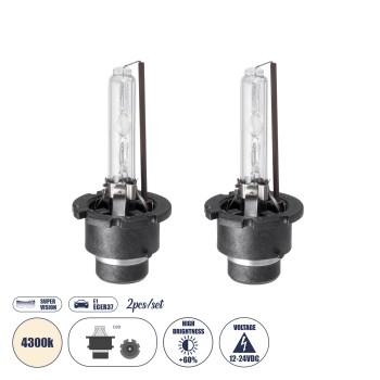GLOBOSTAR® HID 84024 Λάμπα Xenon D2S/D2C Super Vision Υψηλής Φωτεινότητας +60% CANbus E1 ECER37 55W/110W 5000lm/10000lm 360° DC 12-24V Αδιάβροχο IP65 Φυσικό Λευκό 4300K - Μ3.2 x Π3.2 x Υ7.5cm - Πακέτο 2 Τεμαχίων - 2 Χρόνια Εγγύηση GLOBOSTAR® HID 84024 Λάμπα Xenon D2S/D2C Super Vision Υψηλής Φωτεινότητας +60% CANbus E1 ECER37 55W/110W 5000lm/10000lm 360° DC 12-24V Αδιάβροχο IP65 Φυσικό Λευκό 4300K - Μ3.2 x Π3.2 x Υ7.5cm - Πακέτο 2 Τεμαχίων - 2 Χρόνια Εγγύηση