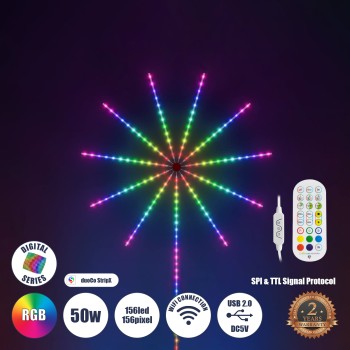 GloboStar® DIGIFRWORKS 90339 Σετ Ψηφιακής LED RGB Ταινίας 5 Μέτρων με Ψηφιακό Controller με WiFi Smart APP & Ασύρματο Χειριστήριο RF 2.4Ghz - LED SMD 5050 50W/Σετ 156LED/Σετ 156PIXEL/Σετ 3000lm/Σετ 120° DC 5V με USB 2.0 IP20 Πολύχρωμο RGB - Dimmable - GloboStar® DIGIFRWORKS 90339 Σετ Ψηφιακής LED RGB Ταινίας 5 Μέτρων με Ψηφιακό Controller με WiFi Smart APP & Ασύρματο Χειριστήριο RF 2.4Ghz - LED SMD 5050 50W/Σετ 156LED/Σετ 156PIXEL/Σετ 3000lm/Σετ 120° DC 5V με USB 2.0 IP20 Πολύχρωμο RGB - Dimmable -