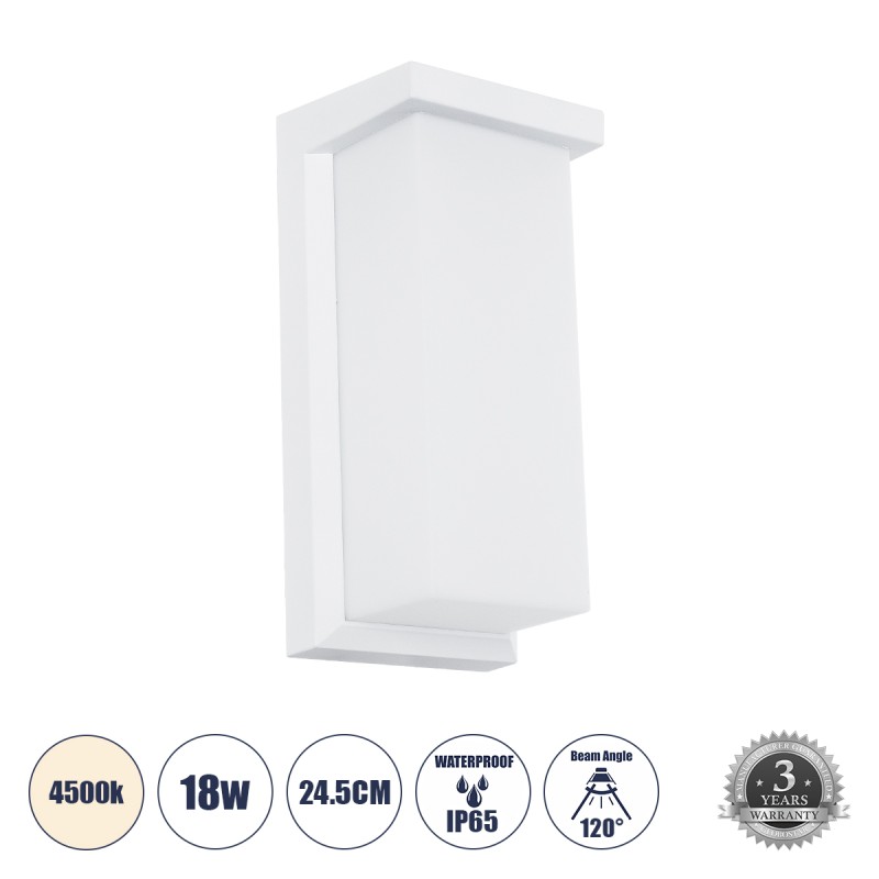 GLOBOSTAR® LOFT 60760 Μοντέρνο Φωτιστικό Τοίχου - Απλίκα LED 18W 1890lm 120° AC 220-240V Αδιάβροχο IP65 Φυσικό Λευκό 4500K - Bridgelux SMD Chip - Λευκό Ματ - Μ24.5 x Π11 x Υ9.5cm - 3 Χρόνια Εγγύηση GLOBOSTAR® LOFT 60760 Μοντέρνο Φωτιστικό Τοίχου - Απλίκα LED 18W 1890lm 120° AC 220-240V Αδιάβροχο IP65 Φυσικό Λευκό 4500K - Bridgelux SMD Chip - Λευκό Ματ - Μ24.5 x Π11 x Υ9.5cm - 3 Χρόνια Εγγύηση