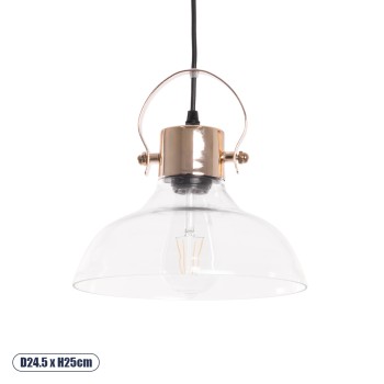 GLOBOSTAR® JAVER 00933 Vintage Κρεμαστό Φωτιστικό Οροφής με Ντουί 1 x E27 AC 220-240V IP20 - Διάφανο & Ροζ Χρυσό - Μ24.5 x Π24.5 x Υ25cm GLOBOSTAR® JAVER 00933 Vintage Κρεμαστό Φωτιστικό Οροφής με Ντουί 1 x E27 AC 220-240V IP20 - Διάφανο & Ροζ Χρυσό - Μ24.5 x Π24.5 x Υ25cm