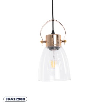 GLOBOSTAR® JAVER 00934 Vintage Κρεμαστό Φωτιστικό Οροφής με Ντουί 1 x E27 AC 220-240V IP20 - Διάφανο & Ροζ Χρυσό - Μ14.5 x Π14.5 x Υ28cm GLOBOSTAR® JAVER 00934 Vintage Κρεμαστό Φωτιστικό Οροφής με Ντουί 1 x E27 AC 220-240V IP20 - Διάφανο & Ροζ Χρυσό - Μ14.5 x Π14.5 x Υ28cm