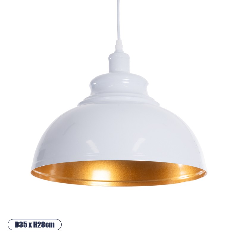 GLOBOSTAR® ANDY 00999 Μοντέρνο Κρεμαστό Φωτιστικό Οροφής με Ντουί 1 x E27 AC 220-240V IP20 - Λευκό & Χρυσό - Μ35 x Π35 x Υ28cm GLOBOSTAR® ANDY 00999 Μοντέρνο Κρεμαστό Φωτιστικό Οροφής με Ντουί 1 x E27 AC 220-240V IP20 - Λευκό & Χρυσό - Μ35 x Π35 x Υ28cm