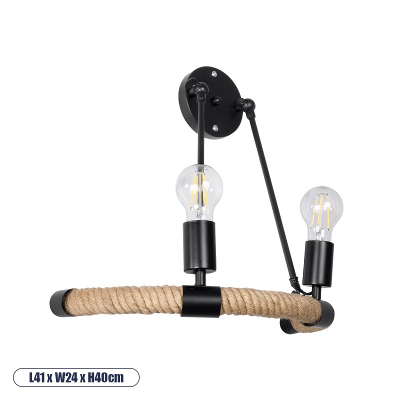 GLOBOSTAR® CROWN 01002 Vintage Φωτιστικό Τοίχου - Απλίκα με Ντουί 2 x E27 AC 220-240V IP20 - Μαύρο & Μπεζ - Μ41 x Π24 x Υ40cm GLOBOSTAR® CROWN 01002 Vintage Φωτιστικό Τοίχου - Απλίκα με Ντουί 2 x E27 AC 220-240V IP20 - Μαύρο & Μπεζ - Μ41 x Π24 x Υ40cm