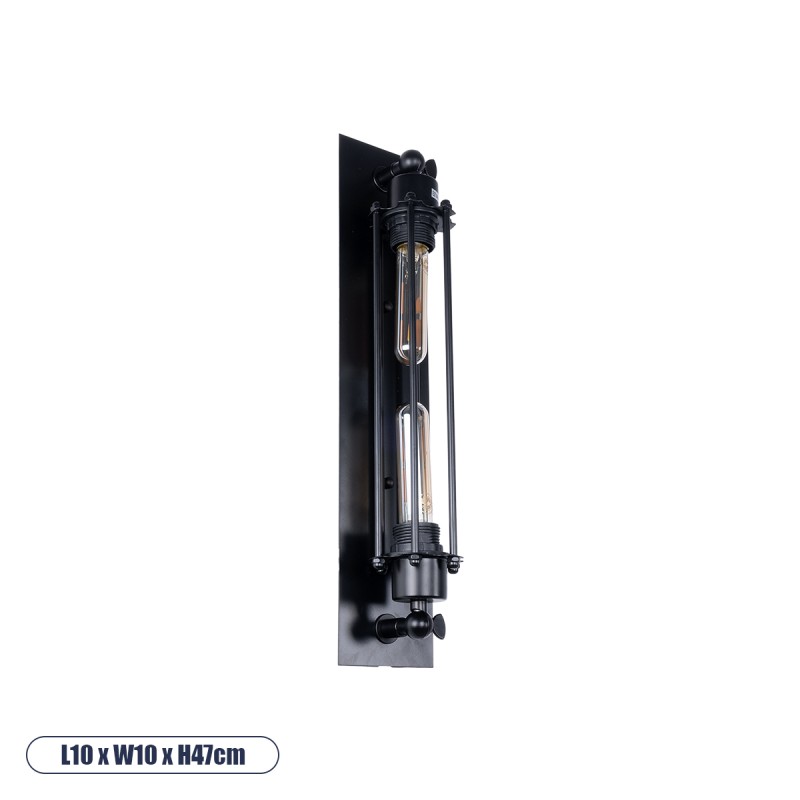 GLOBOSTAR® BESPOKE 01033 Vintage Φωτιστικό Τοίχου - Απλίκα με Ντουί 1 x E27 AC 220-240V IP20 - Μαύρο - Μ10 x Π10 x Υ47cm GLOBOSTAR® BESPOKE 01033 Vintage Φωτιστικό Τοίχου - Απλίκα με Ντουί 1 x E27 AC 220-240V IP20 - Μαύρο - Μ10 x Π10 x Υ47cm