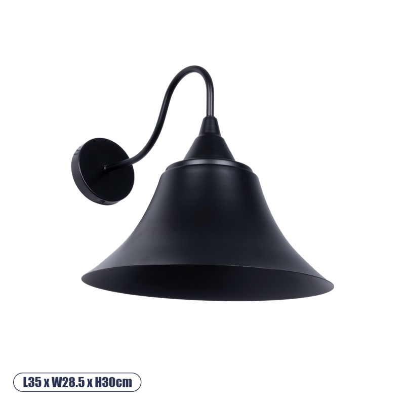 GLOBOSTAR® BELL 01038 Vintage Φωτιστικό Τοίχου - Απλίκα με Ντουί 1 x E27 AC 220-240V IP20 - Μαύρο - Μ35 x Π28.5 x Υ30cm GLOBOSTAR® BELL 01038 Vintage Φωτιστικό Τοίχου - Απλίκα με Ντουί 1 x E27 AC 220-240V IP20 - Μαύρο - Μ35 x Π28.5 x Υ30cm