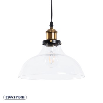 GLOBOSTAR® BINGLEY 01075 Vintage Κρεμαστό Φωτιστικό Οροφής με Ντουί 1 x E27 AC 220-240V IP20 - Διάφανο & Χρυσό - Μ24.5 x Π24.5 x Υ15cm GLOBOSTAR® BINGLEY 01075 Vintage Κρεμαστό Φωτιστικό Οροφής με Ντουί 1 x E27 AC 220-240V IP20 - Διάφανο & Χρυσό - Μ24.5 x Π24.5 x Υ15cm