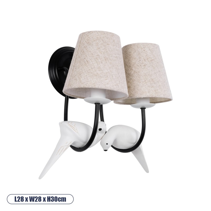 GLOBOSTAR® DOVE 01086 Vintage Φωτιστικό Τοίχου - Απλίκα με Ντουί 2 x E14 AC 220-240V IP20 - Μαύρο & Μπεζ - Μ28 x Π28 x Υ30cm GLOBOSTAR® DOVE 01086 Vintage Φωτιστικό Τοίχου - Απλίκα με Ντουί 2 x E14 AC 220-240V IP20 - Μαύρο & Μπεζ - Μ28 x Π28 x Υ30cm