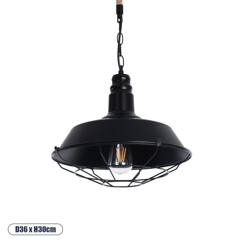 GLOBOSTAR® CRANE 01109 Vintage Κρεμαστό Φωτιστικό Οροφής με Ντουί 1 x E27 AC 220-240V IP20 - Μαύρο & Μπεζ - Μ36 x Π36 x Υ30cm GLOBOSTAR® CRANE 01109 Vintage Κρεμαστό Φωτιστικό Οροφής με Ντουί 1 x E27 AC 220-240V IP20 - Μαύρο & Μπεζ - Μ36 x Π36 x Υ30cm
