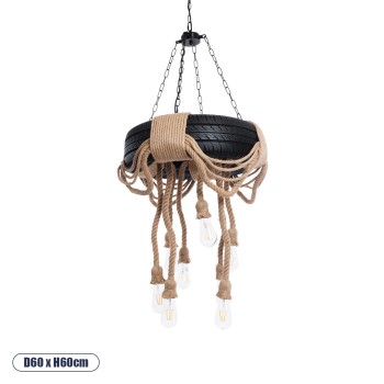 GLOBOSTAR® MARBELLA 01116 Vintage Κρεμαστό Φωτιστικό Οροφής με Ντουί 8 x E27 AC 220-240V IP20 - Μαύρο & Μπεζ - Μ60 x Π60 x Υ60cm GLOBOSTAR® MARBELLA 01116 Vintage Κρεμαστό Φωτιστικό Οροφής με Ντουί 8 x E27 AC 220-240V IP20 - Μαύρο & Μπεζ - Μ60 x Π60 x Υ60cm