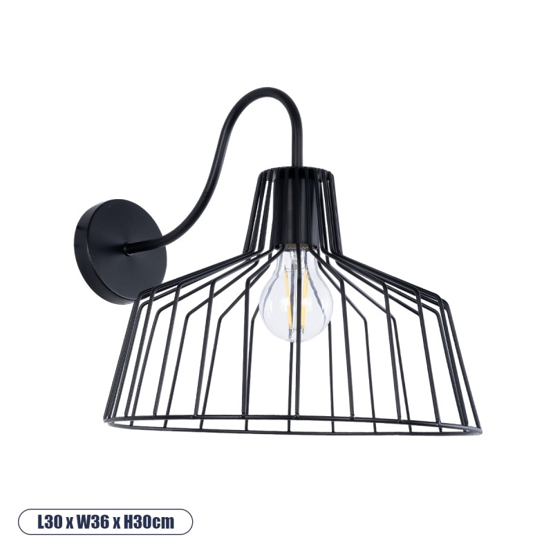 GLOBOSTAR® TRIUMPH 01117 Vintage Φωτιστικό Τοίχου - Απλίκα με Ντουί 1 x E27 AC 220-240V IP20 - Μαύρο - Μ30 x Π36 x Υ30cm GLOBOSTAR® TRIUMPH 01117 Vintage Φωτιστικό Τοίχου - Απλίκα με Ντουί 1 x E27 AC 220-240V IP20 - Μαύρο - Μ30 x Π36 x Υ30cm