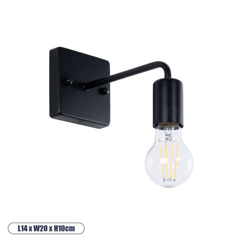 GLOBOSTAR® MISSAM 01119 Μοντέρνο Φωτιστικό Τοίχου - Απλίκα με Ντουί 1 x E27 AC 220-240V IP20 - Μαύρο - Μ14 x Π20 x Υ10cm GLOBOSTAR® MISSAM 01119 Μοντέρνο Φωτιστικό Τοίχου - Απλίκα με Ντουί 1 x E27 AC 220-240V IP20 - Μαύρο - Μ14 x Π20 x Υ10cm