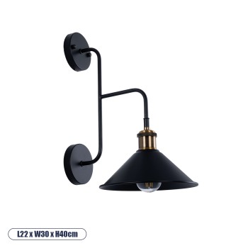 GLOBOSTAR® MAGEOR 01120 Vintage Φωτιστικό Τοίχου - Απλίκα με Ντουί 1 x E27 AC 220-240V IP20 - Μαύρο & Χρυσό - Μ22 x Π30 x Υ40cm GLOBOSTAR® MAGEOR 01120 Vintage Φωτιστικό Τοίχου - Απλίκα με Ντουί 1 x E27 AC 220-240V IP20 - Μαύρο & Χρυσό - Μ22 x Π30 x Υ40cm