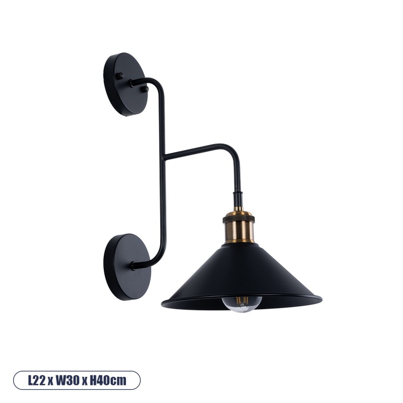 GLOBOSTAR® MAGEOR 01120 Vintage Φωτιστικό Τοίχου - Απλίκα με Ντουί 1 x E27 AC 220-240V IP20 - Μαύρο & Χρυσό - Μ22 x Π30 x Υ40cm GLOBOSTAR® MAGEOR 01120 Vintage Φωτιστικό Τοίχου - Απλίκα με Ντουί 1 x E27 AC 220-240V IP20 - Μαύρο & Χρυσό - Μ22 x Π30 x Υ40cm