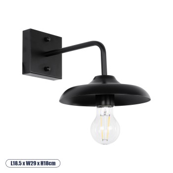 GLOBOSTAR® PHIA 01122 Vintage Φωτιστικό Τοίχου - Απλίκα με Ντουί 1 x E27 AC 220-240V IP20 - Μαύρο - Μ18.5 x Π29 x Υ18cm GLOBOSTAR® PHIA 01122 Vintage Φωτιστικό Τοίχου - Απλίκα με Ντουί 1 x E27 AC 220-240V IP20 - Μαύρο - Μ18.5 x Π29 x Υ18cm