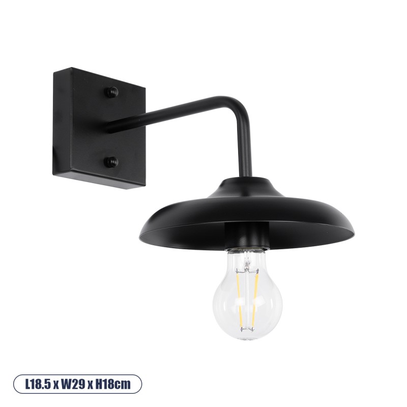 GLOBOSTAR® PHIA 01122 Vintage Φωτιστικό Τοίχου - Απλίκα με Ντουί 1 x E27 AC 220-240V IP20 - Μαύρο - Μ18.5 x Π29 x Υ18cm GLOBOSTAR® PHIA 01122 Vintage Φωτιστικό Τοίχου - Απλίκα με Ντουί 1 x E27 AC 220-240V IP20 - Μαύρο - Μ18.5 x Π29 x Υ18cm