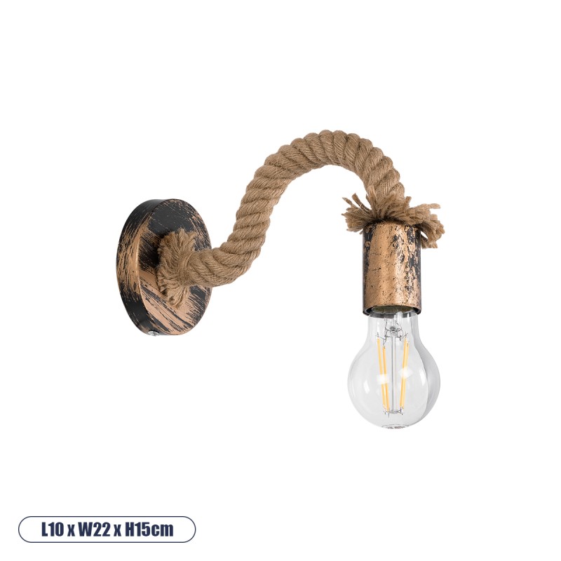 GLOBOSTAR® DAKER 01126 Vintage Φωτιστικό Τοίχου - Απλίκα με Ντουί 1 x E27 AC 220-240V IP20 - Χάλκινο Εφέ Σκουριάς & Μπεζ - Μ10 x Π22 x Υ15cm GLOBOSTAR® DAKER 01126 Vintage Φωτιστικό Τοίχου - Απλίκα με Ντουί 1 x E27 AC 220-240V IP20 - Χάλκινο Εφέ Σκουριάς & Μπεζ - Μ10 x Π22 x Υ15cm