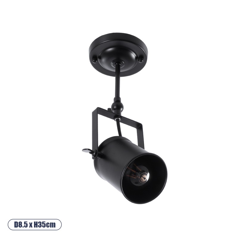GLOBOSTAR® HOLLYWOOD 01153 Vintage Φωτιστικό Οροφής με Ντουί 1 x E27 AC 220-240V IP20 - Μαύρο - Μ8.5 x Π8.5 x Υ35cm GLOBOSTAR® HOLLYWOOD 01153 Vintage Φωτιστικό Οροφής με Ντουί 1 x E27 AC 220-240V IP20 - Μαύρο - Μ8.5 x Π8.5 x Υ35cm