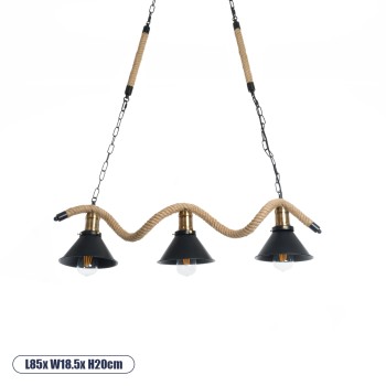 GLOBOSTAR® TYMEN 01189 Boho Κρεμαστό Φωτιστικό Οροφής με Ντουί 3 x E27 AC 220-240V IP20 - Μαύρο & Μπεζ - Μ85 x Π18.5 x Υ20cm GLOBOSTAR® TYMEN 01189 Boho Κρεμαστό Φωτιστικό Οροφής με Ντουί 3 x E27 AC 220-240V IP20 - Μαύρο & Μπεζ - Μ85 x Π18.5 x Υ20cm