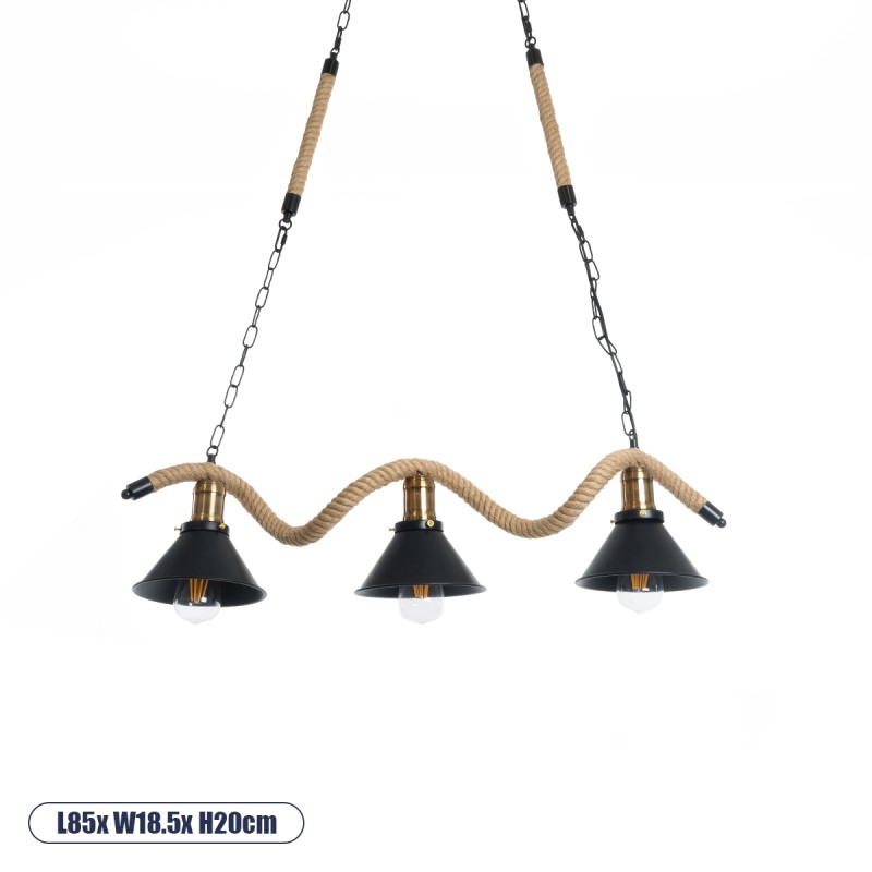 GLOBOSTAR® TYMEN 01189 Boho Κρεμαστό Φωτιστικό Οροφής με Ντουί 3 x E27 AC 220-240V IP20 - Μαύρο & Μπεζ - Μ85 x Π18.5 x Υ20cm GLOBOSTAR® TYMEN 01189 Boho Κρεμαστό Φωτιστικό Οροφής με Ντουί 3 x E27 AC 220-240V IP20 - Μαύρο & Μπεζ - Μ85 x Π18.5 x Υ20cm