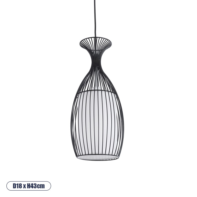 GLOBOSTAR® REA 01196 Μοντέρνο Κρεμαστό Φωτιστικό Οροφής με Ντουί 1 x E27 AC 220-240V IP20 - Μαύρο & Λευκό - Μ18 x Π18 x Υ43cm GLOBOSTAR® REA 01196 Μοντέρνο Κρεμαστό Φωτιστικό Οροφής με Ντουί 1 x E27 AC 220-240V IP20 - Μαύρο & Λευκό - Μ18 x Π18 x Υ43cm