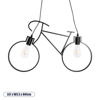 GLOBOSTAR® BIKE 01213 Vintage Κρεμαστό Φωτιστικό Οροφής με Ντουί 2 x E27 AC 220-240V IP20 - Μαύρο - Μ67 x Π3.5 x Υ41cm GLOBOSTAR® BIKE 01213 Vintage Κρεμαστό Φωτιστικό Οροφής με Ντουί 2 x E27 AC 220-240V IP20 - Μαύρο - Μ67 x Π3.5 x Υ41cm