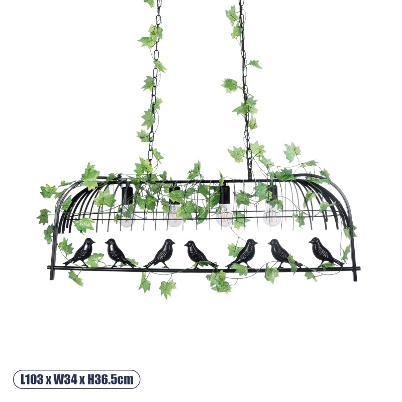 GLOBOSTAR® NEST 01255 Vintage Κρεμαστό Φωτιστικό Οροφής με Ντουί 4 x E27 AC 220-240V IP20 - Mαύρο & Πράσινο - Μ103 x Π34 x Υ36.5cm GLOBOSTAR® NEST 01255 Vintage Κρεμαστό Φωτιστικό Οροφής με Ντουί 4 x E27 AC 220-240V IP20 - Mαύρο & Πράσινο - Μ103 x Π34 x Υ36.5cm