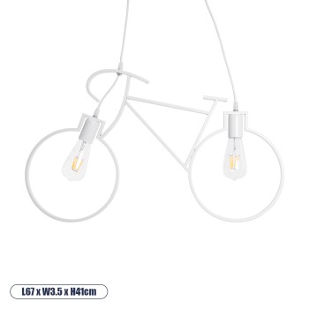 GLOBOSTAR® BIKE 01300 Vintage Κρεμαστό Φωτιστικό Οροφής με Ντουί 2 x E27 AC 220-240V IP20 - Λευκό - Μ67 x Π3.5 x Υ41cm GLOBOSTAR® BIKE 01300 Vintage Κρεμαστό Φωτιστικό Οροφής με Ντουί 2 x E27 AC 220-240V IP20 - Λευκό - Μ67 x Π3.5 x Υ41cm