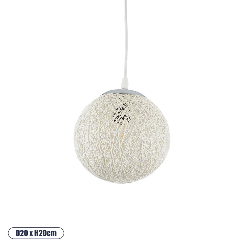 GLOBOSTAR® OCEANA 01355 Boho Κρεμαστό Φωτιστικό Οροφής με Ντουί 1 x E27 AC 220-240V IP20 - Λευκό - Μ20 x Π20 x Υ20cm GLOBOSTAR® OCEANA 01355 Boho Κρεμαστό Φωτιστικό Οροφής με Ντουί 1 x E27 AC 220-240V IP20 - Λευκό - Μ20 x Π20 x Υ20cm