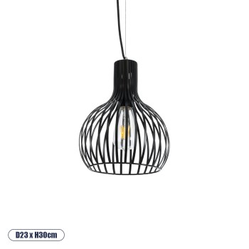 GLOBOSTAR® SCANDI 01386 Vintage Κρεμαστό Φωτιστικό Οροφής με Ντουί 1 x E27 AC 220-240V IP20 - Μαύρο - Μ23 x Π23 x Υ30cm GLOBOSTAR® SCANDI 01386 Vintage Κρεμαστό Φωτιστικό Οροφής με Ντουί 1 x E27 AC 220-240V IP20 - Μαύρο - Μ23 x Π23 x Υ30cm
