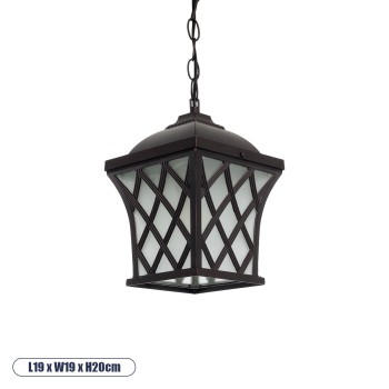 GLOBOSTAR® LINCOLN 01399 Vintage Κρεμαστό Φωτιστικό Οροφής με Ντουί 1 x E27 AC 220-240V IP20 - Καφέ & Διάφανο - Μ19 x Π19 x Υ20cm