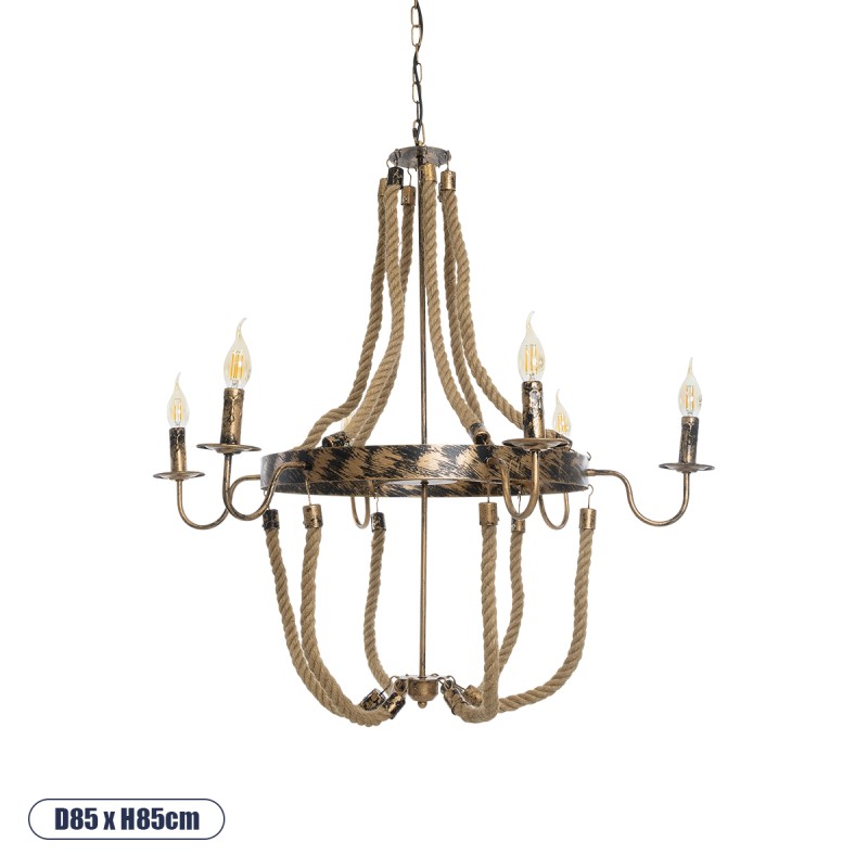 GLOBOSTAR® VICTORIAN 01404 Vintage Κρεμαστό Φωτιστικό Οροφής με Ντουί 6 x E14 AC 220-240V IP20 - Χάλκινο Εφέ Σκουριάς & Μπεζ - Μ85 x Π85 x Υ85cm GLOBOSTAR® VICTORIAN 01404 Vintage Κρεμαστό Φωτιστικό Οροφής με Ντουί 6 x E14 AC 220-240V IP20 - Χάλκινο Εφέ Σκουριάς & Μπεζ - Μ85 x Π85 x Υ85cm