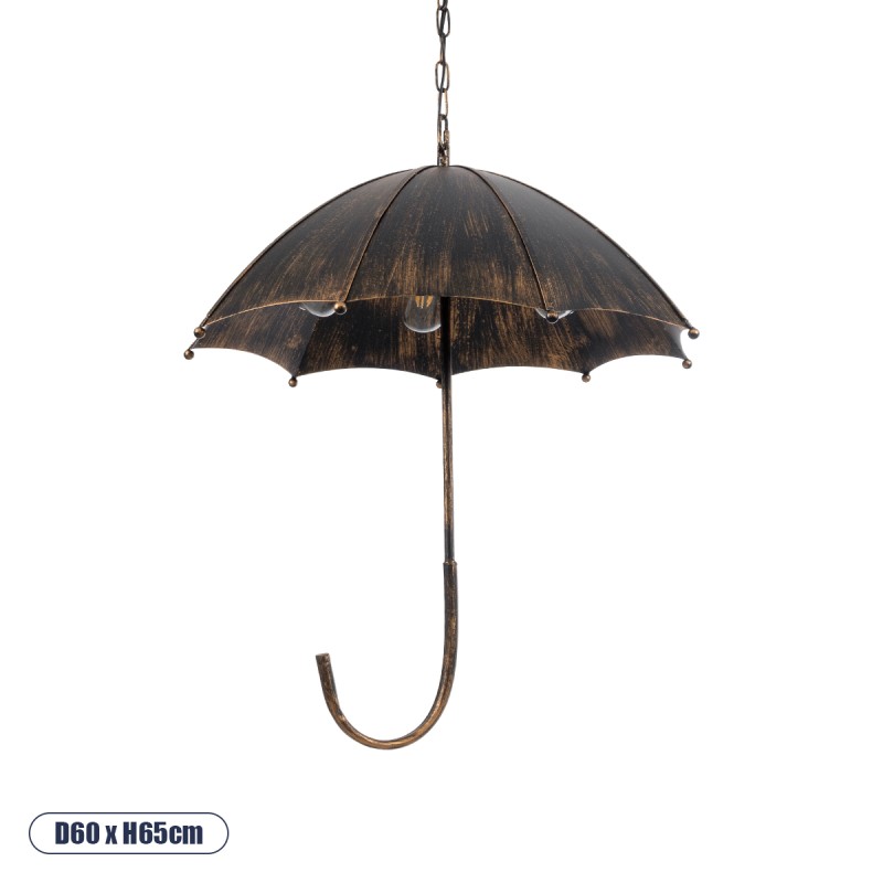 GLOBOSTAR® UMBRELLA 01406 Vintage Κρεμαστό Φωτιστικό Οροφής με Ντουί 5 x E27 AC 220-240V IP20 - Χάλκινο - Μ60 x Π60 x Y65cm GLOBOSTAR® UMBRELLA 01406 Vintage Κρεμαστό Φωτιστικό Οροφής με Ντουί 5 x E27 AC 220-240V IP20 - Χάλκινο - Μ60 x Π60 x Y65cm