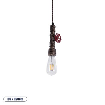 GLOBOSTAR® SPIGOT 01413 Vintage Κρεμαστό Φωτιστικό Οροφής με Ντουί 1 x E27 AC 220-240V IP20 - Χάλκινο & Κόκκινο - Μ5 x Π5 x Y20cm GLOBOSTAR® SPIGOT 01413 Vintage Κρεμαστό Φωτιστικό Οροφής με Ντουί 1 x E27 AC 220-240V IP20 - Χάλκινο & Κόκκινο - Μ5 x Π5 x Y20cm