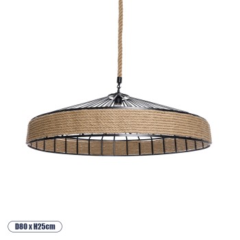 GLOBOSTAR® SAHARA 01416 Boho Κρεμαστό Φωτιστικό Οροφής με Ντουί 1 x E27 AC 220-240V IP20 - Μπεζ & Μαύρο - Μ80 x Π80 x Y25cm GLOBOSTAR® SAHARA 01416 Boho Κρεμαστό Φωτιστικό Οροφής με Ντουί 1 x E27 AC 220-240V IP20 - Μπεζ & Μαύρο - Μ80 x Π80 x Y25cm