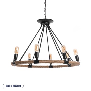 GLOBOSTAR® MILLBANK 01423 Vintage Κρεμαστό Φωτιστικό Οροφής με Ντουί 8 x E27 AC 220-240V IP20 - Μαύρο & Μπεζ - Μ80 x Π80 x Y54cm GLOBOSTAR® MILLBANK 01423 Vintage Κρεμαστό Φωτιστικό Οροφής με Ντουί 8 x E27 AC 220-240V IP20 - Μαύρο & Μπεζ - Μ80 x Π80 x Y54cm