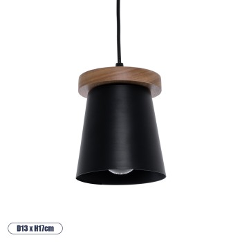 GLOBOSTAR® LANA 01424 Μοντέρνο Κρεμαστό Φωτιστικό Οροφής με Ντουί 1 x E27 AC 220-240V IP20 - Μαύρο & Καφέ - Μ13 x Π13 x Y17cm