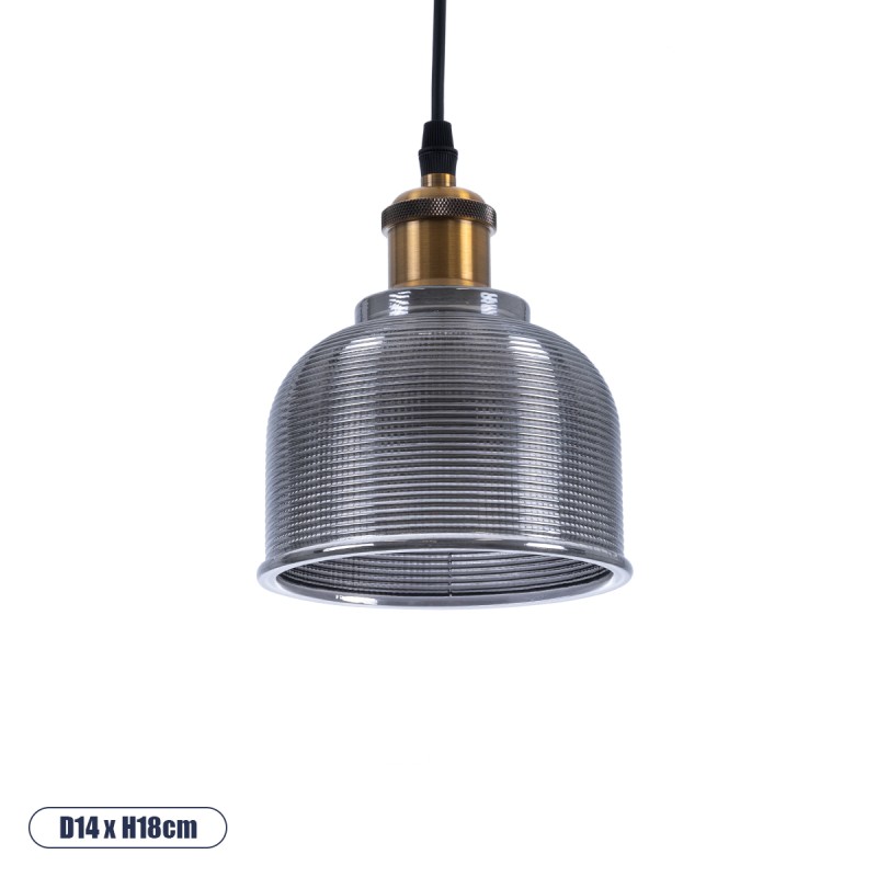 GLOBOSTAR® SEGRETO 01449 Vintage Κρεμαστό Φωτιστικό Οροφής με Ντουί 1 x E27 AC 220-240V IP20 - Γκρι & Χρυσό - Μ14 x Π14 x Υ18cm GLOBOSTAR® SEGRETO 01449 Vintage Κρεμαστό Φωτιστικό Οροφής με Ντουί 1 x E27 AC 220-240V IP20 - Γκρι & Χρυσό - Μ14 x Π14 x Υ18cm