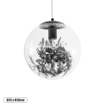 GLOBOSTAR® HARPER 01512 Μοντέρνο Κρεμαστό Φωτιστικό Οροφής με Ντουί 1 x E27 AC 220-240V IP20 - Διάφανο & Μαύρο - Μ25 x Π25 x Υ30cm GLOBOSTAR® HARPER 01512 Μοντέρνο Κρεμαστό Φωτιστικό Οροφής με Ντουί 1 x E27 AC 220-240V IP20 - Διάφανο & Μαύρο - Μ25 x Π25 x Υ30cm