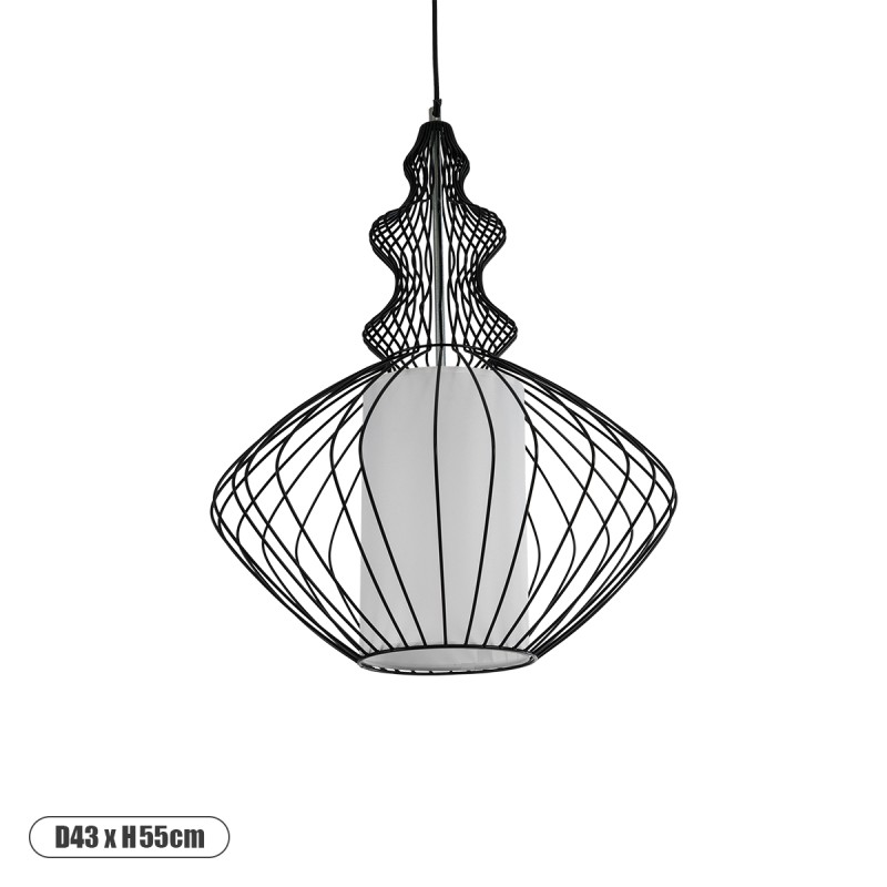 GLOBOSTAR® LILY 01558 Vintage Κρεμαστό Φωτιστικό Οροφής με Ντουί 1 x E27 AC 220-240V IP20 - Μαύρο & Λευκό - Μ43 x Π43 x Υ55cm GLOBOSTAR® LILY 01558 Vintage Κρεμαστό Φωτιστικό Οροφής με Ντουί 1 x E27 AC 220-240V IP20 - Μαύρο & Λευκό - Μ43 x Π43 x Υ55cm