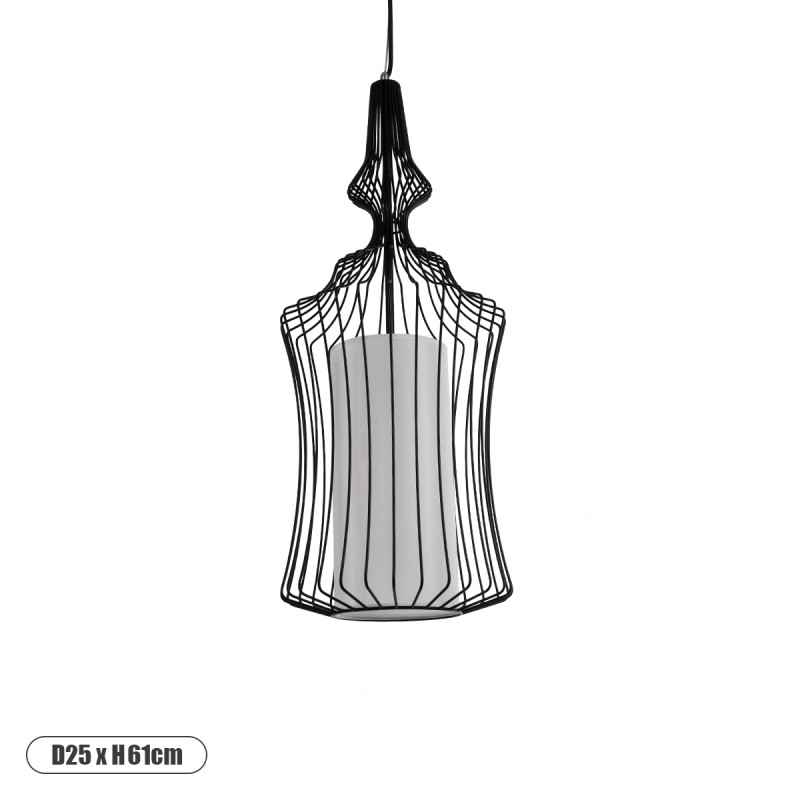 GLOBOSTAR® LILY 01559 Vintage Κρεμαστό Φωτιστικό Οροφής με Ντουί 1 x E27 AC 220-240V IP20 - Μαύρο & Λευκό - Μ25 x Π25 x Υ61cm GLOBOSTAR® LILY 01559 Vintage Κρεμαστό Φωτιστικό Οροφής με Ντουί 1 x E27 AC 220-240V IP20 - Μαύρο & Λευκό - Μ25 x Π25 x Υ61cm
