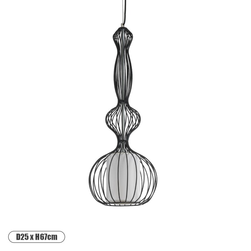 GLOBOSTAR® LILY 01560 Vintage Κρεμαστό Φωτιστικό Οροφής με Ντουί 1 x E27 AC 220-240V IP20 - Μαύρο & Λευκό - Μ25 x Π25 x Υ67cm GLOBOSTAR® LILY 01560 Vintage Κρεμαστό Φωτιστικό Οροφής με Ντουί 1 x E27 AC 220-240V IP20 - Μαύρο & Λευκό - Μ25 x Π25 x Υ67cm