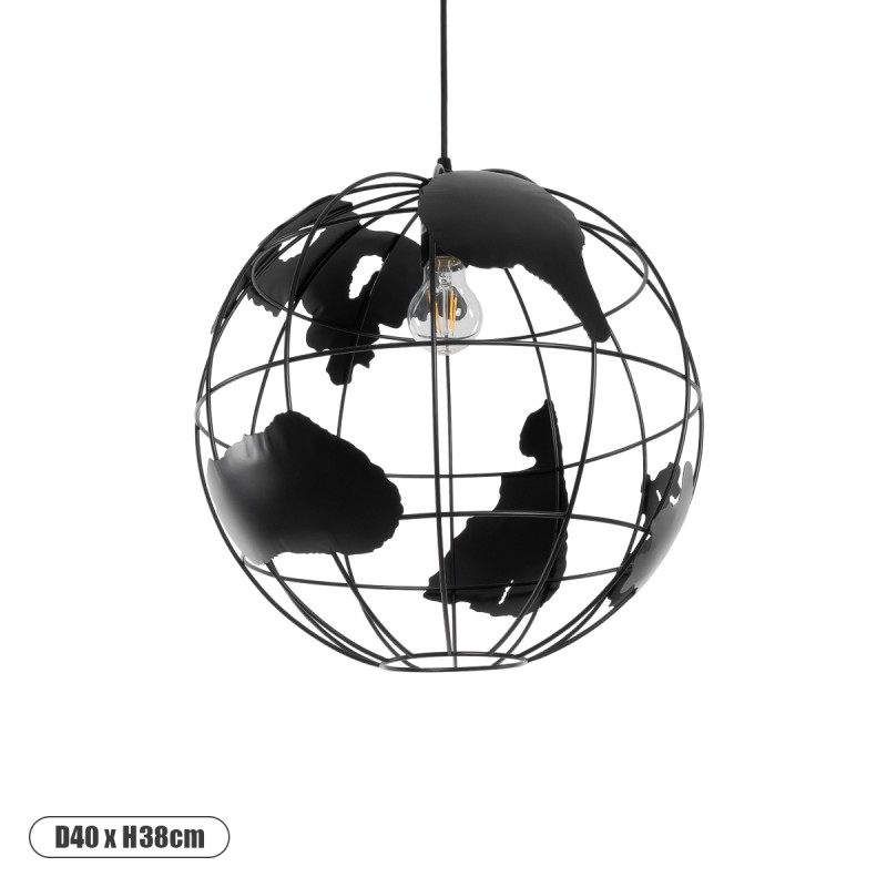 GLOBOSTAR® EARTH 01663 Vintage Κρεμαστό Φωτιστικό Οροφής με Ντουί 1 x E27 AC 220-240V IP20 - Μαύρο - Μ40 x Π40 x Υ38cm GLOBOSTAR® EARTH 01663 Vintage Κρεμαστό Φωτιστικό Οροφής με Ντουί 1 x E27 AC 220-240V IP20 - Μαύρο - Μ40 x Π40 x Υ38cm