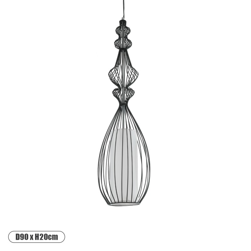 GLOBOSTAR® LILY 01561 Vintage Κρεμαστό Φωτιστικό Οροφής με Ντουί 1 x E27 AC 220-240V IP20 - Μαύρο & Λευκό - Μ90 x Π90 x Υ20cm GLOBOSTAR® LILY 01561 Vintage Κρεμαστό Φωτιστικό Οροφής με Ντουί 1 x E27 AC 220-240V IP20 - Μαύρο & Λευκό - Μ90 x Π90 x Υ20cm