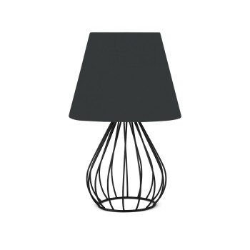 GloboStar® CLASS 204-0080 Μοντέρνο Eπιτραπέζιο Φωτιστικό Πορτατίφ Μονόφωτο 1 x E27 IP20 Μαύρο Μέταλλο με Μαύρο Ύφασμα - Μ22 x Π22 x Υ36cm