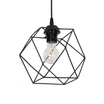 GLOBOSTAR® SOLIS 201-0045 Vintage Κρεμαστό Φωτιστικό Οροφής με Ντουί 1 x E27 AC 220-240V IP20 - Μαύρο - Μ25 x Π25 x Υ24cm