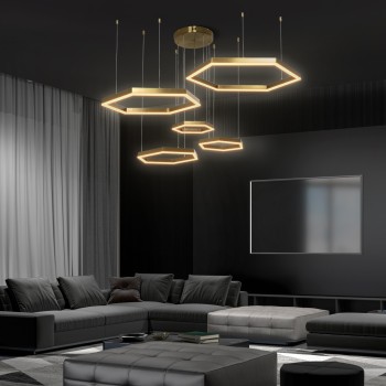 kelvo® LEXAGON 61398 Μοντέρνο Κρεμαστό Φωτιστικό Οροφής LED 120W 12000lm 200° AC 220-240V IP20 Ρυθμιζόμενο Λευκό CCT με Χειριστήριο από 2700K έως 6000K Dimmable - Lumileds SMD Chip - Χρυσό Βούρτσας - Μ110 x Π90 x Υ110cm - 3 Χρόνια Εγγύηση kelvo® LEXAGON 61398 Μοντέρνο Κρεμαστό Φωτιστικό Οροφής LED 120W 12000lm 200° AC 220-240V IP20 Ρυθμιζόμενο Λευκό CCT με Χειριστήριο από 2700K έως 6000K Dimmable - Lumileds SMD Chip - Χρυσό Βούρτσας - Μ110 x Π90 x Υ110cm - 3 Χρόνια Εγγύηση