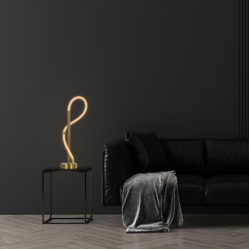 kelvo® GLOW 61685 Μοντέρνο Επιτραπέζιο Φωτιστικό Πορτατίφ LED 18W 1800lm 360° AC 220-240V IP20 Ρυθμιζόμενο Λευκό CCT με Αφή 2700K/4500K/6000K Dimmable - Lumileds SMD Chip - Χρυσό Πλατίνα & Λευκό Νήμα - Μ30 x Π30 x Υ60cm - 3 Χρόνια Εγγύηση