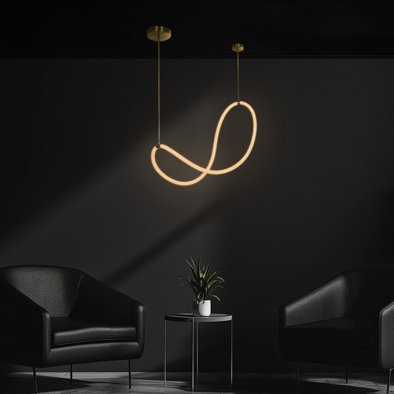 kelvo® GLOW 61667 Μοντέρνο Κρεμαστό Φωτιστικό Οροφής LED 34W 3400lm 360° AC 220-240V IP20 Ρυθμιζόμενο Λευκό CCT με Χειριστήριο από 2700K έως 6000K Dimmable - Lumileds SMD Chip - Χρυσό Πλατίνα & Λευκό Νήμα - Μ20 x Π35 x Υ120cm - 3 Χρόνια Εγγύηση kelvo® GLOW 61667 Μοντέρνο Κρεμαστό Φωτιστικό Οροφής LED 34W 3400lm 360° AC 220-240V IP20 Ρυθμιζόμενο Λευκό CCT με Χειριστήριο από 2700K έως 6000K Dimmable - Lumileds SMD Chip - Χρυσό Πλατίνα & Λευκό Νήμα - Μ20 x Π35 x Υ120cm - 3 Χρόνια Εγγύηση